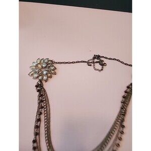 Vintage Asymmetrical Jeweled Floral Statement Necklace Good004